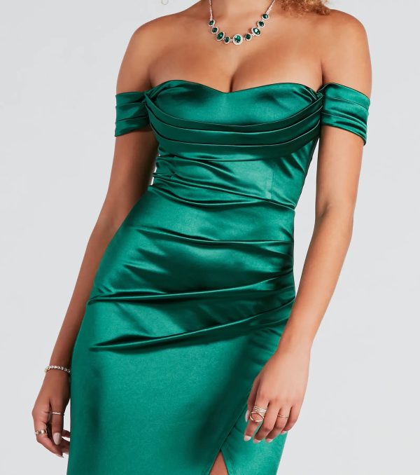 Albi Formal Satin Pleated Mermaid Long Dress - Image 4