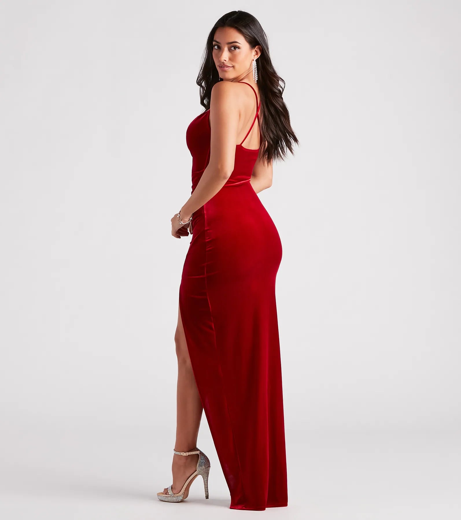 Riley Ruched Velvet Formal Dress - Image 2