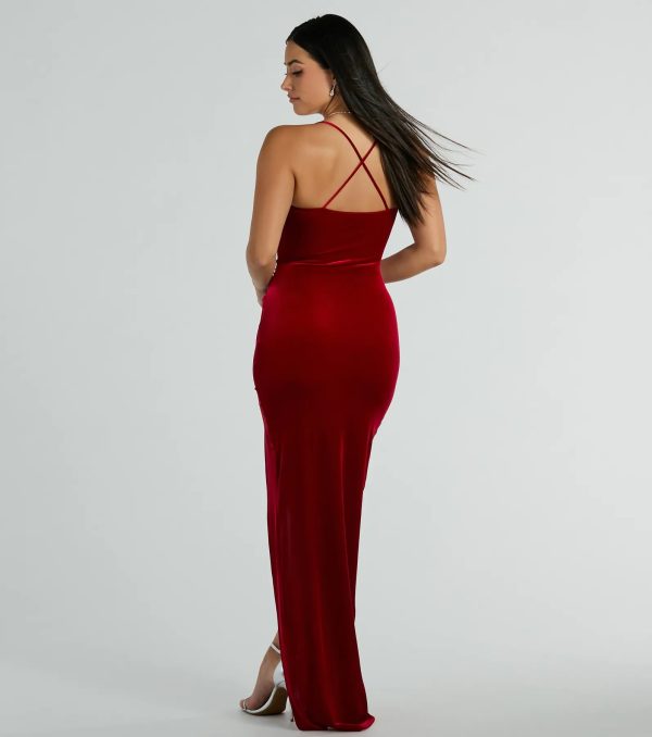Riley Ruched Velvet Formal Dress - Image 7