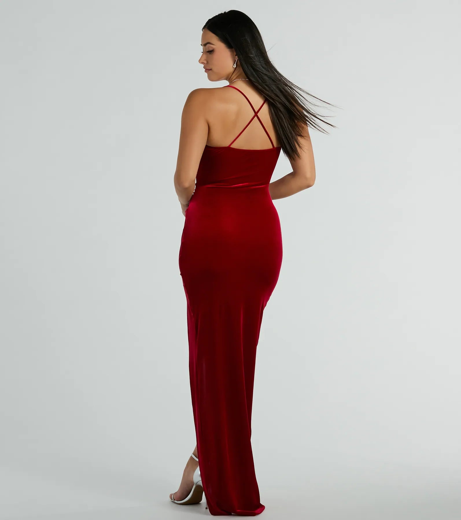 Riley Ruched Velvet Formal Dress - Image 7
