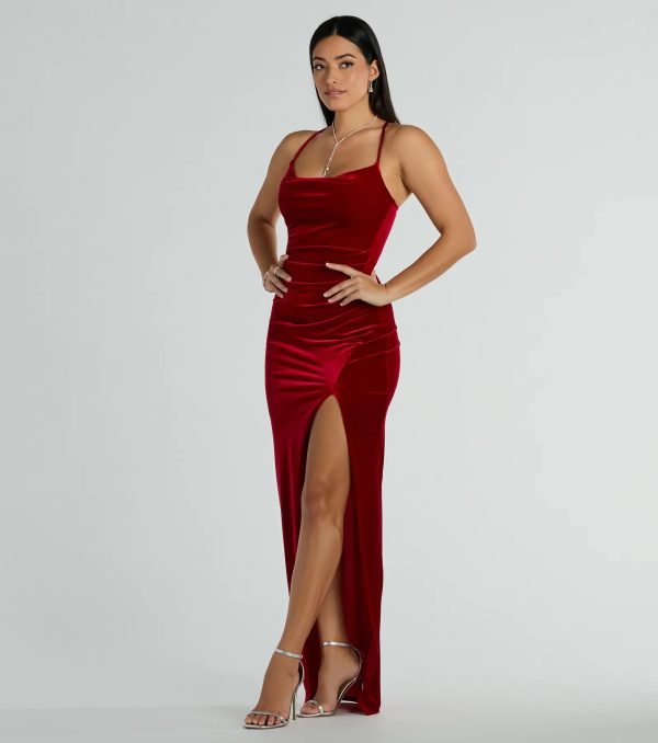 Riley Ruched Velvet Formal Dress - Image 8