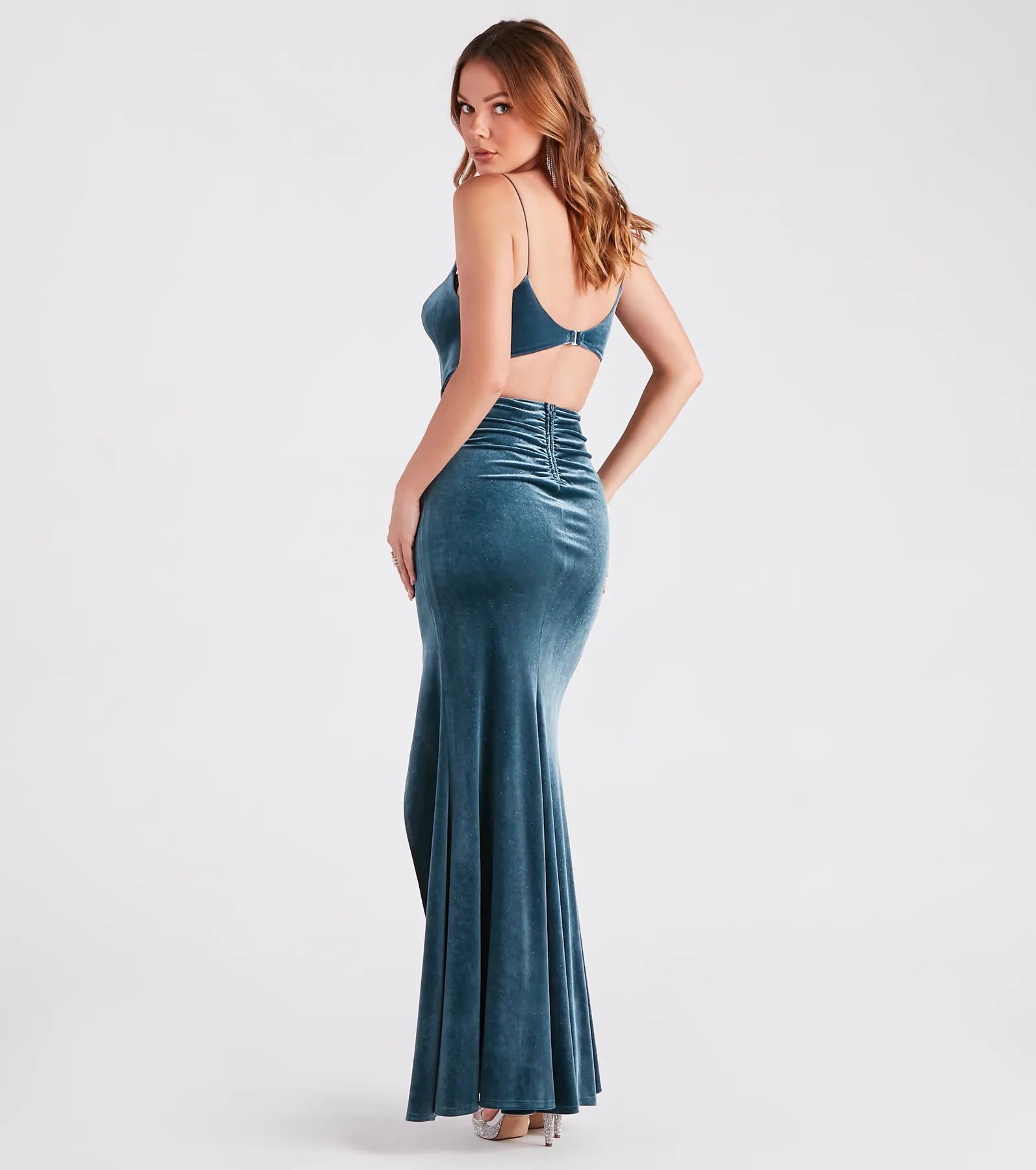 Kierra Formal Glitter Velvet High Slit Dress - Image 2