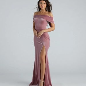 Jane Formal Velvet Off-The-Shoulder Dress
