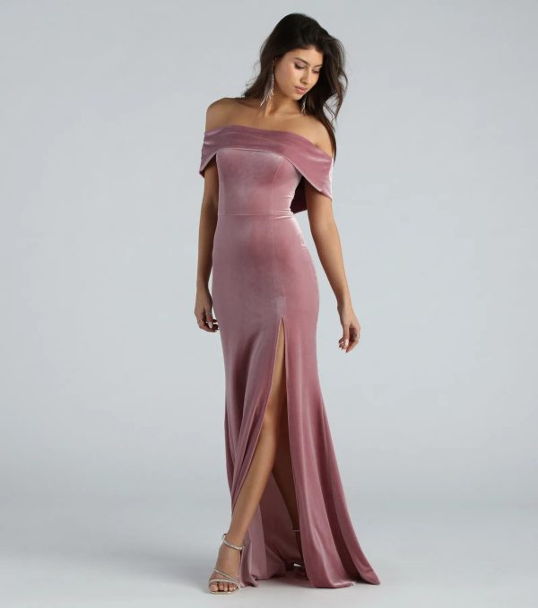 Jane Formal Velvet Off-The-Shoulder Dress - Image 3