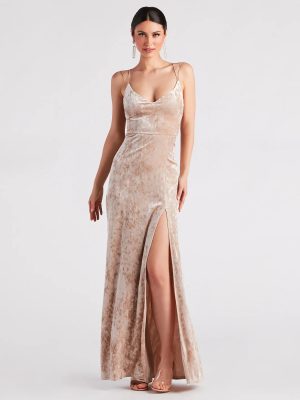 Samaria Formal Crushed Velvet Long Dress
