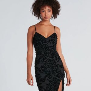 Paxton Formal Flocked Velvet Ruched Dress
