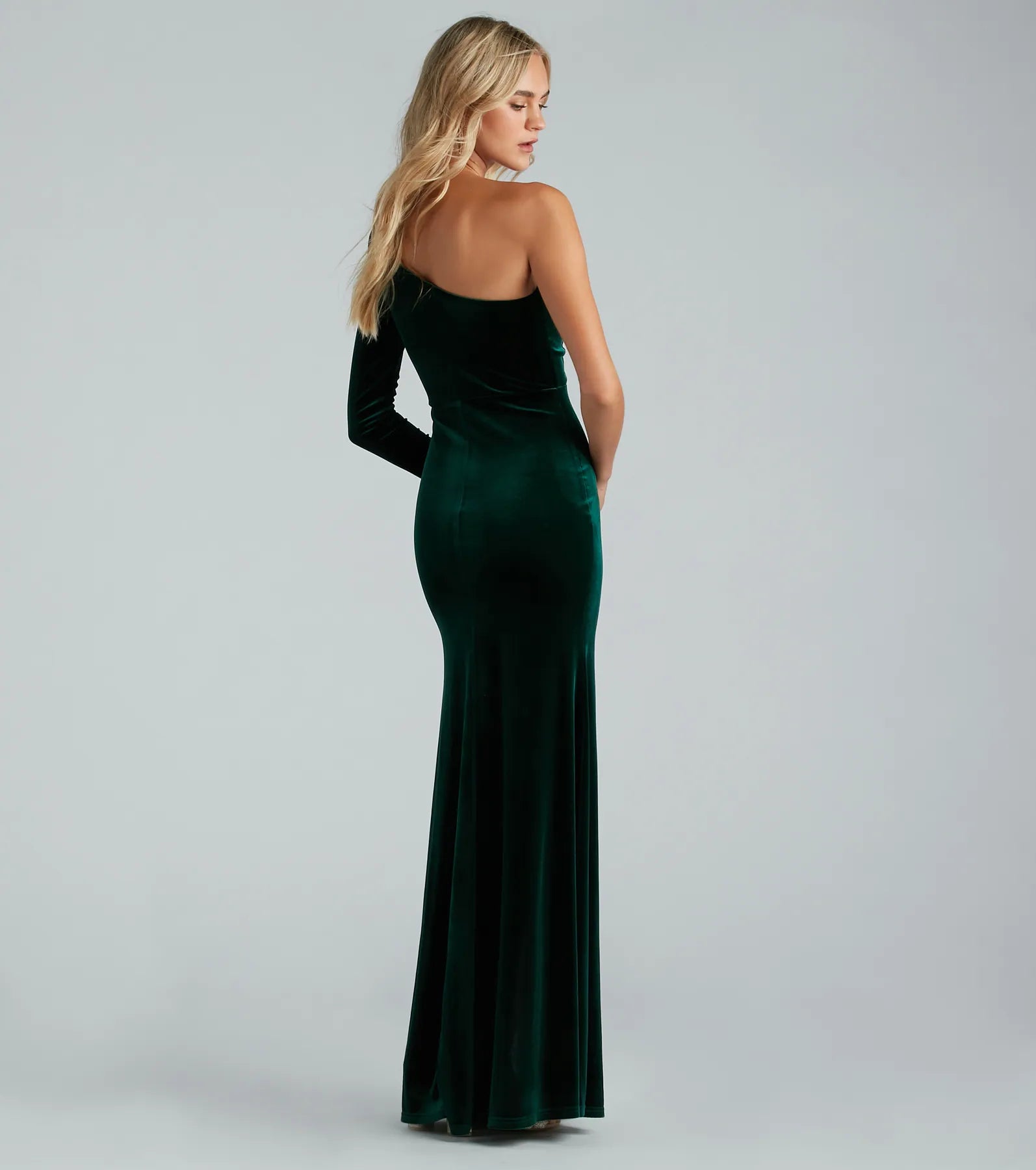 Cheyenne Formal One-Shoulder Velvet Dress - Image 14