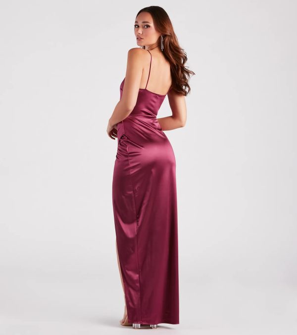 Mayra Formal Satin Slit Long Dress - Image 30
