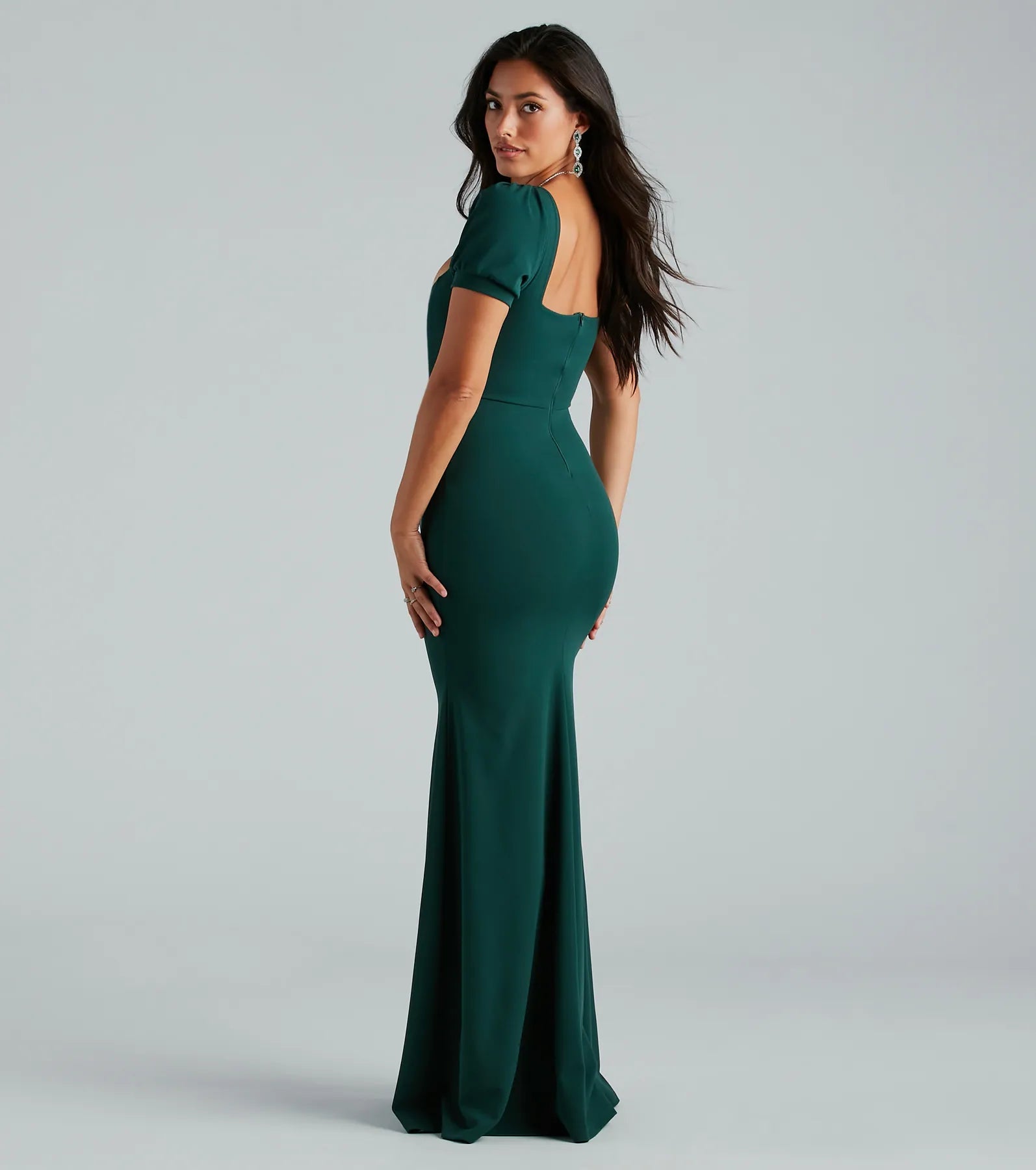 Marcie Formal Crepe Short Sleeve Mermaid Dress - Image 2