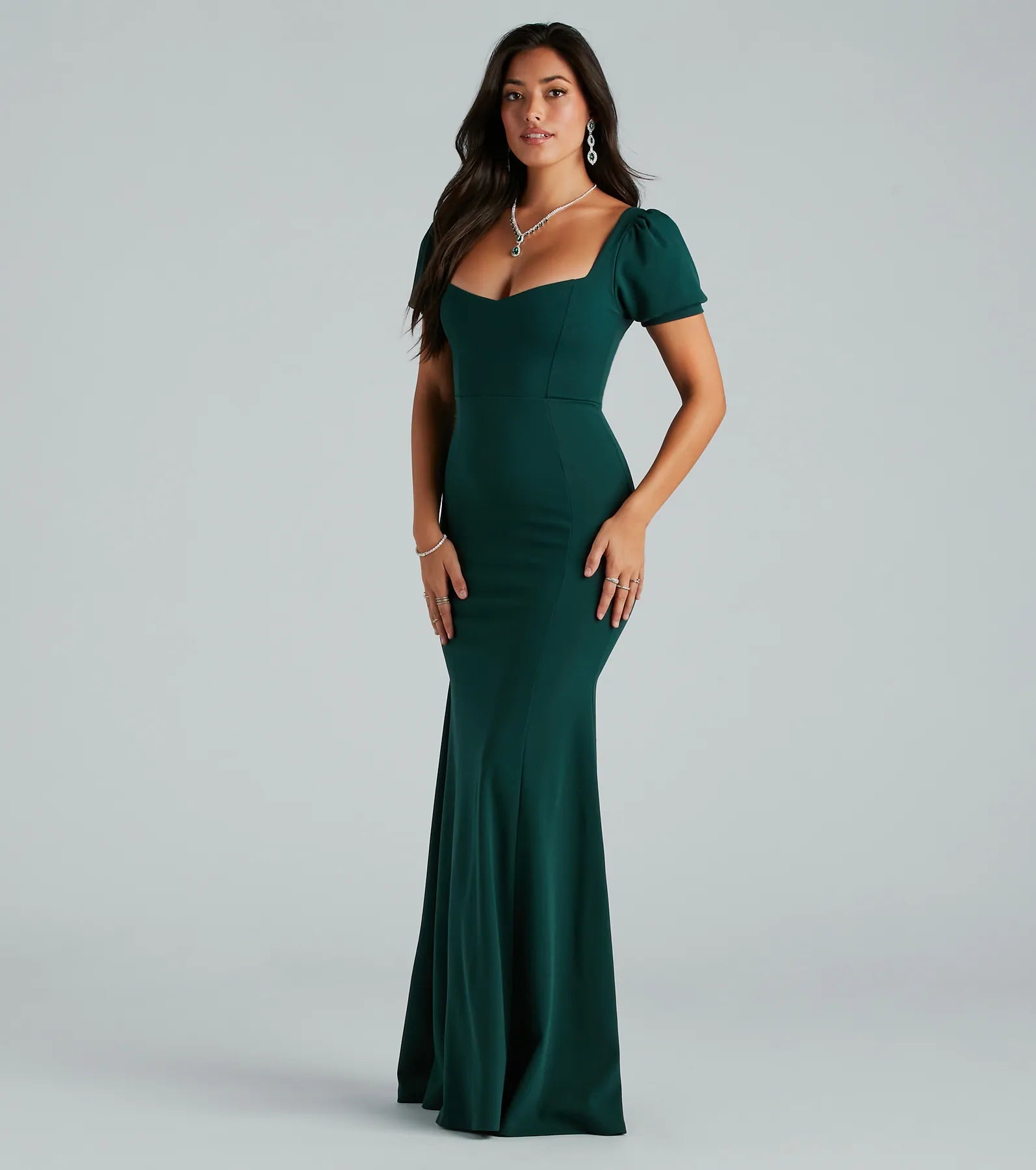 Marcie Formal Crepe Short Sleeve Mermaid Dress - Image 3