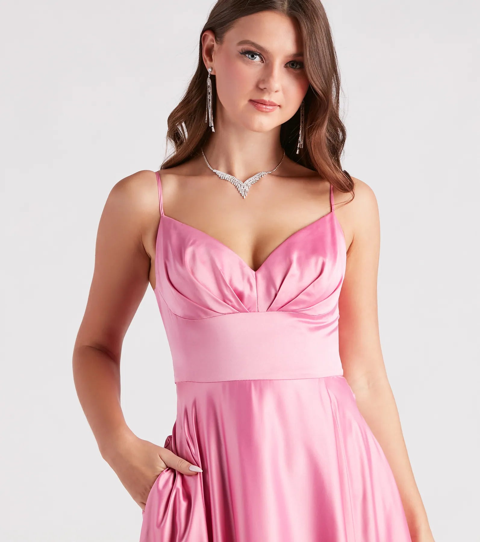 Gillian Formal Satin A-Line Dress - Image 3