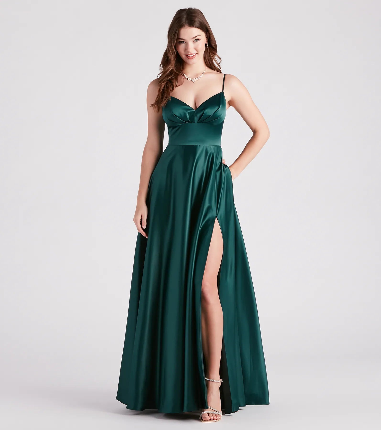 Gillian Formal Satin A-Line Dress - Image 8