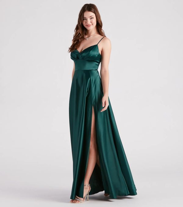 Gillian Formal Satin A-Line Dress - Image 10