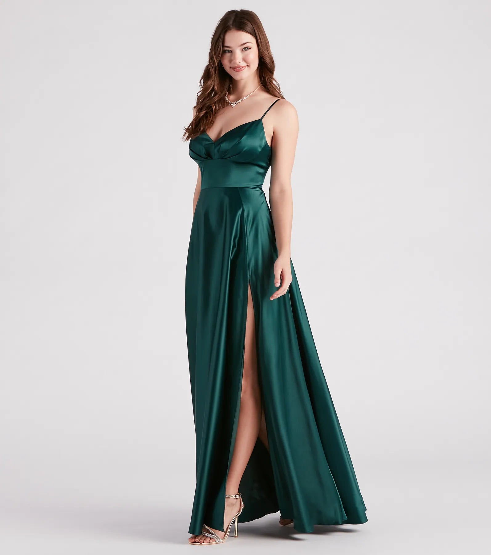 Gillian Formal Satin A-Line Dress - Image 10