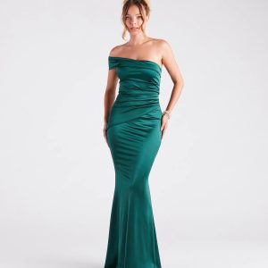 Zoey Formal One-Shoulder Satin Mermaid Dress