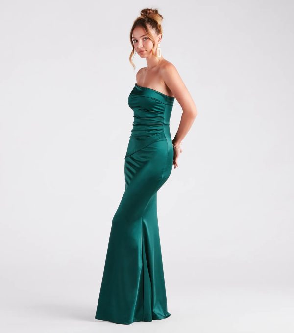 Zoey Formal One-Shoulder Satin Mermaid Dress - Image 3