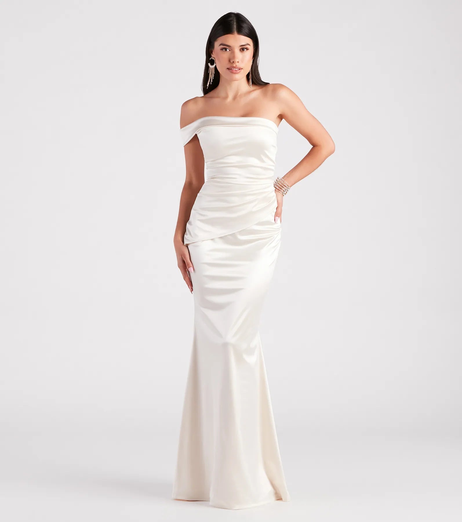 Zoey Formal One-Shoulder Satin Mermaid Dress - Image 5