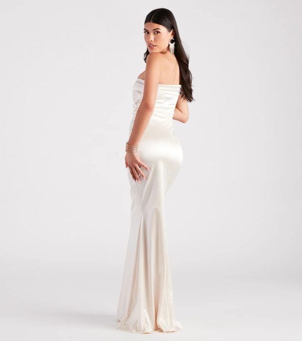 Zoey Formal One-Shoulder Satin Mermaid Dress - Image 6