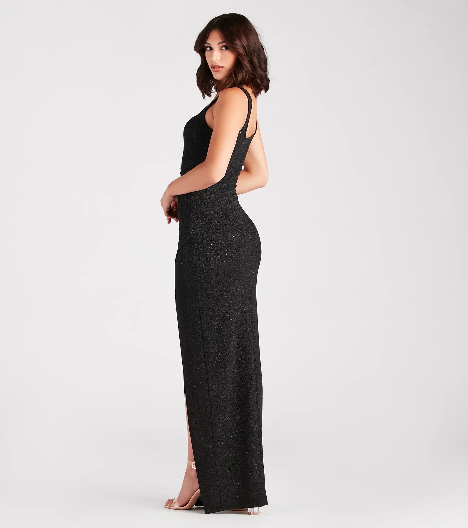 Sheryl Formal Glitter Wrap Slit Long Dress - Image 2
