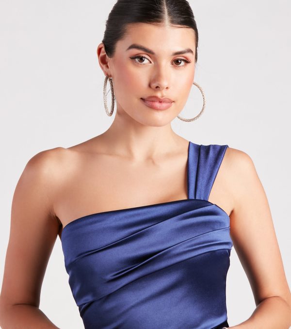 Kathie Formal Satin One-Shoulder Dress - Image 8
