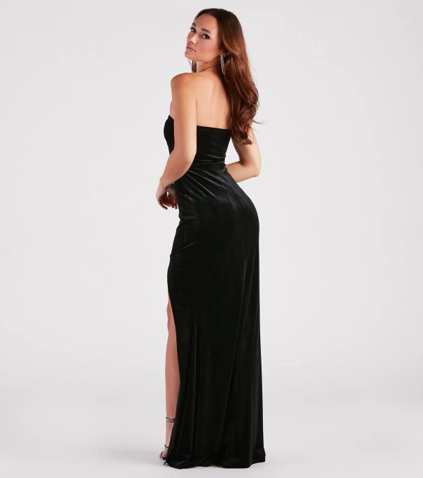 Thalia Formal Velvet High Slit Mermaid Dress - Image 2