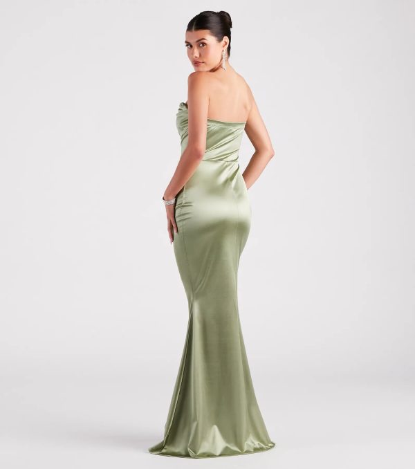 Priscilla Formal Satin Strapless Mermaid Dress - Image 2