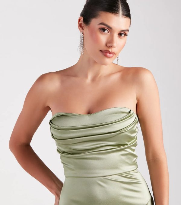 Priscilla Formal Satin Strapless Mermaid Dress - Image 4