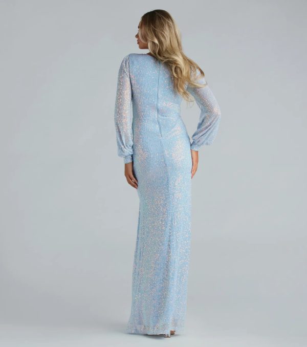 Mona Formal Sequin Long Sleeve Mermaid Dress - Image 2