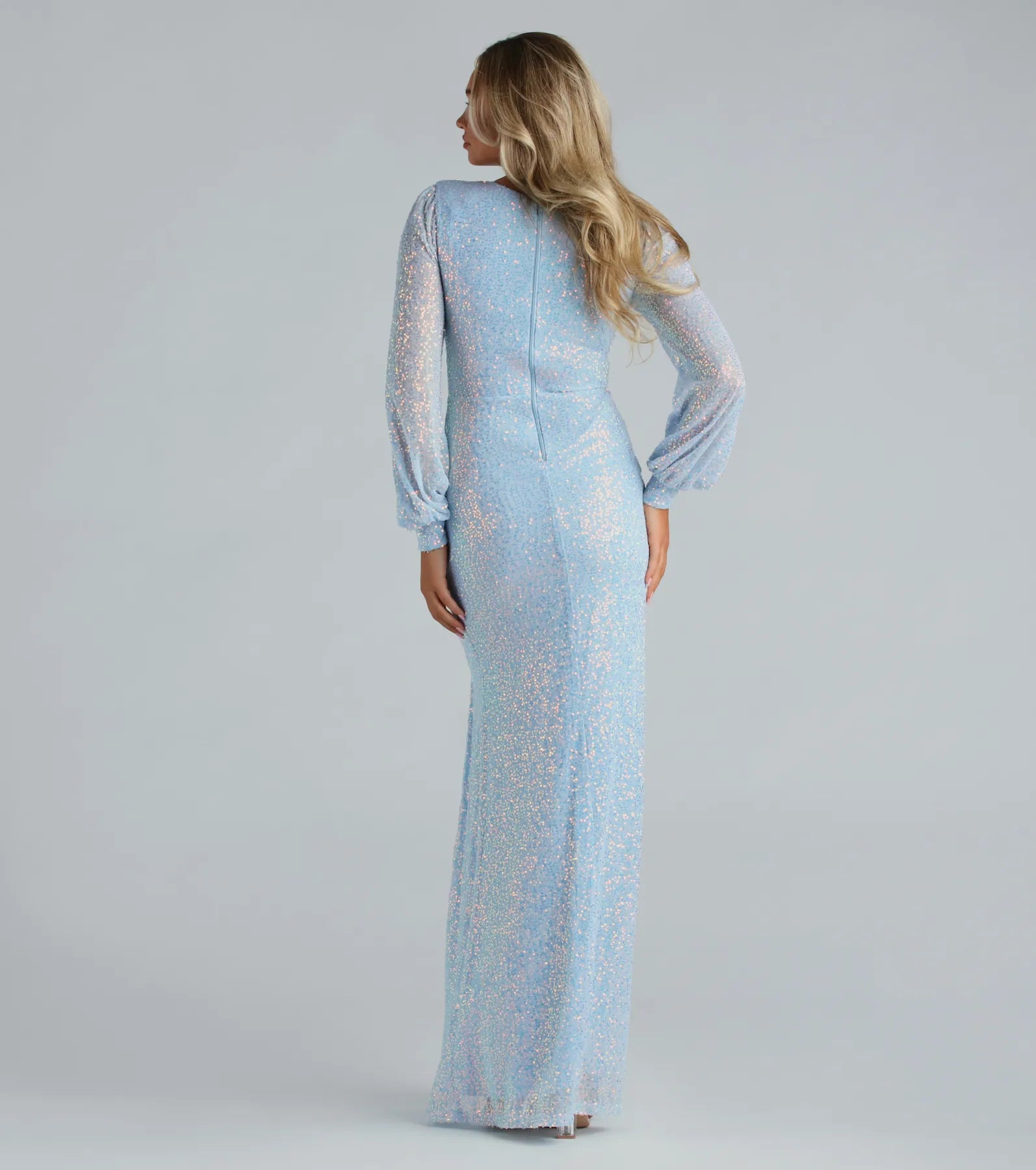 Mona Formal Sequin Long Sleeve Mermaid Dress - Image 2