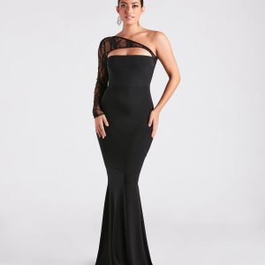 Magnolia Formal Lace One Shoulder Mermaid Dress