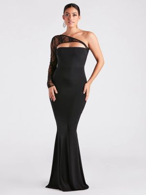 Magnolia Formal Lace One Shoulder Mermaid Dress