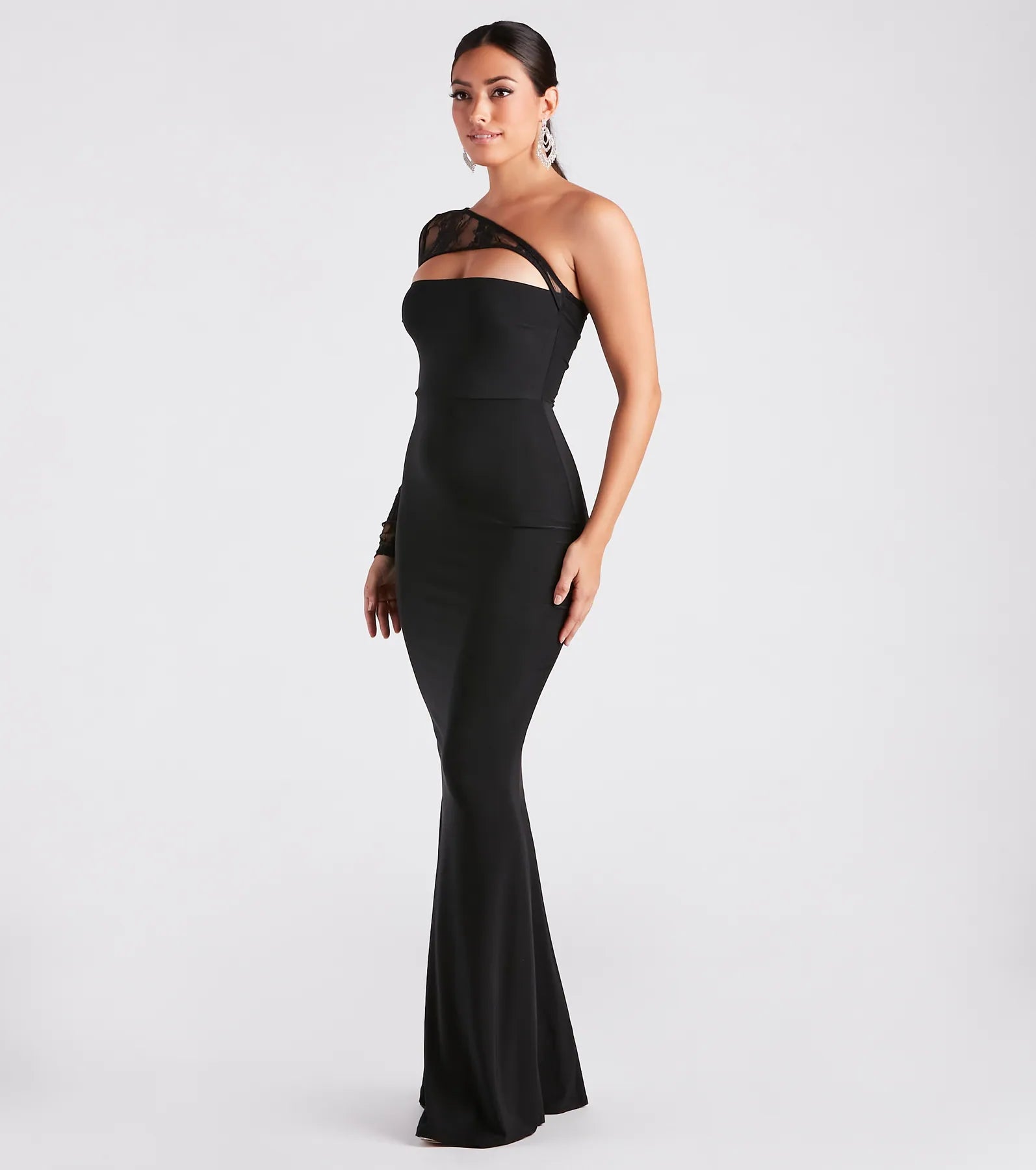 Magnolia Formal Lace One Shoulder Mermaid Dress - Image 3