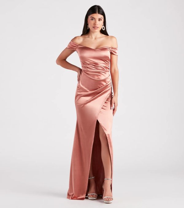 Valencia Formal Off-The-Shoulder Wrap Dress - Image 17