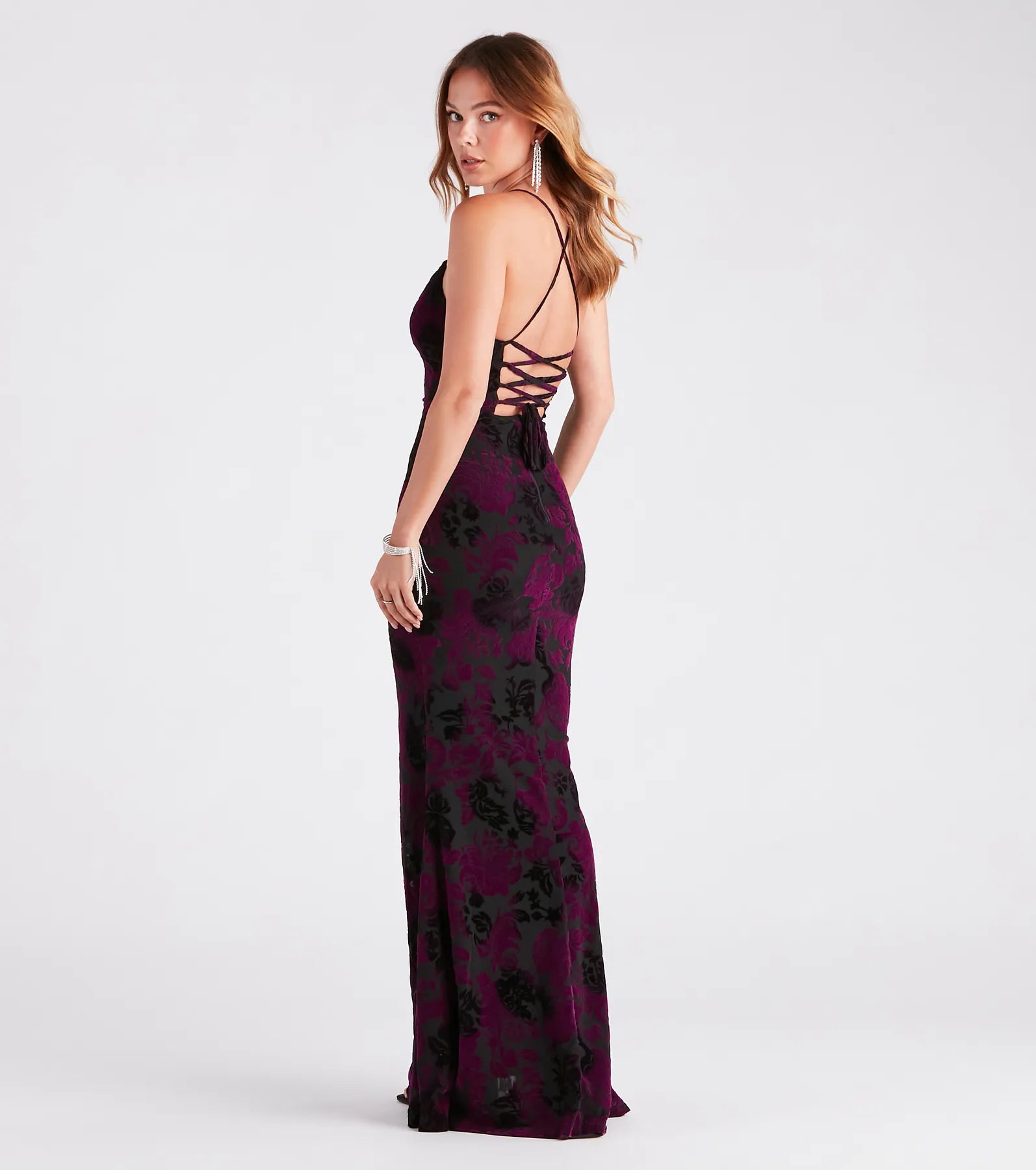 Eloise Formal Velvet Lace-Up Mermaid Dress - Image 6