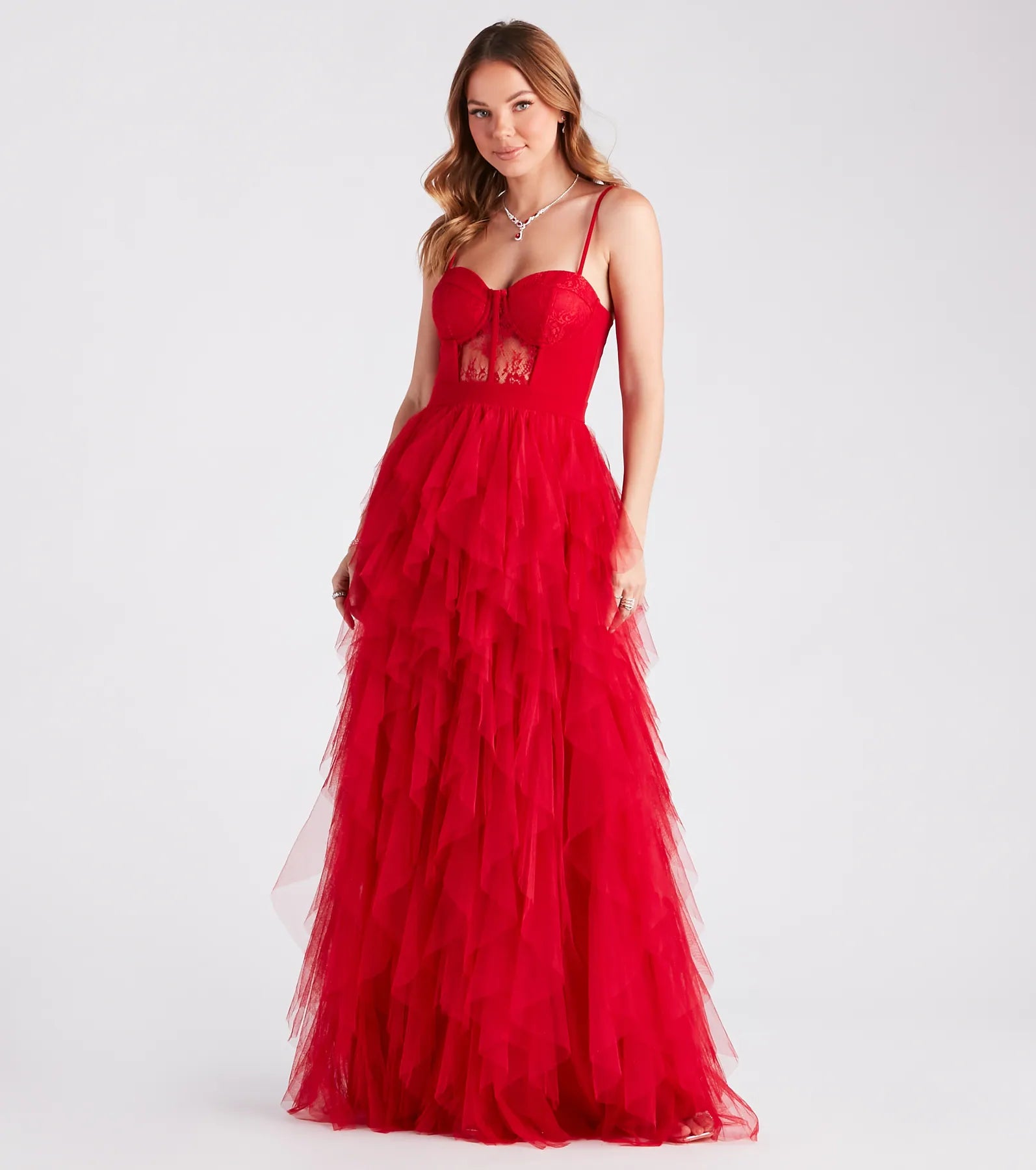 Ruth Formal Lace Tulle Ruffled Dress - Image 5