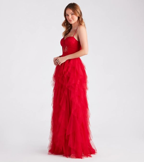 Ruth Formal Lace Tulle Ruffled Dress - Image 7