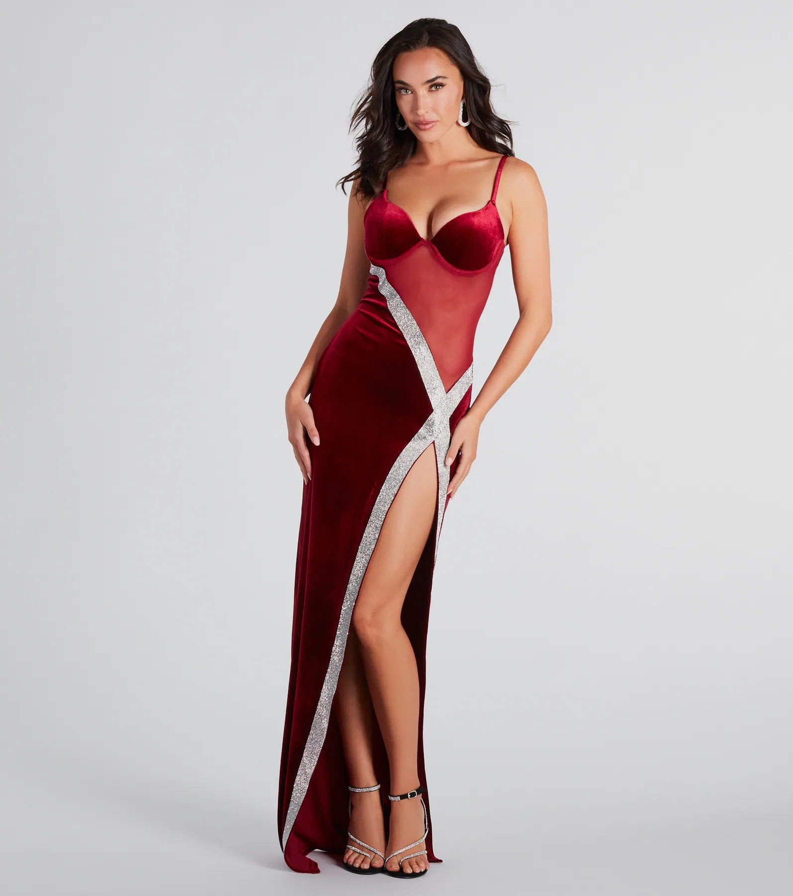 Corrie Formal Velvet Mesh Dress - Image 5