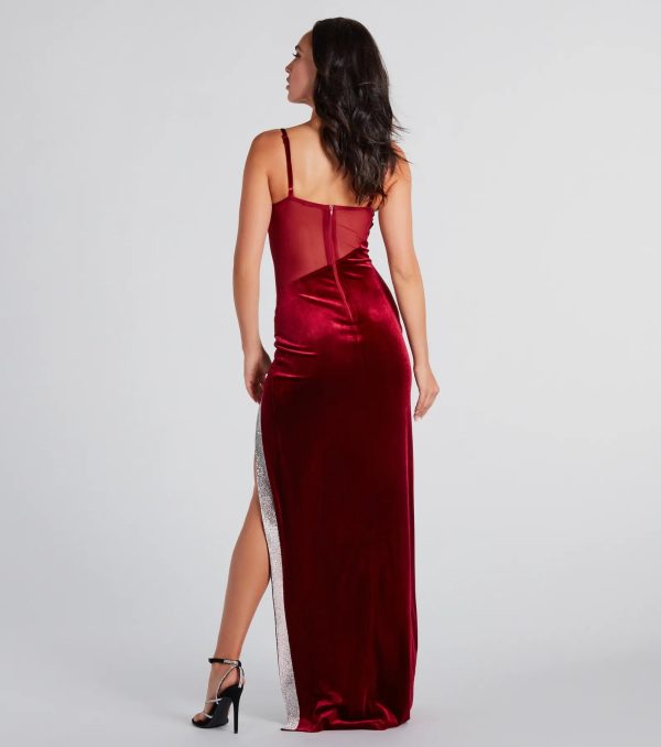 Corrie Formal Velvet Mesh Dress - Image 6
