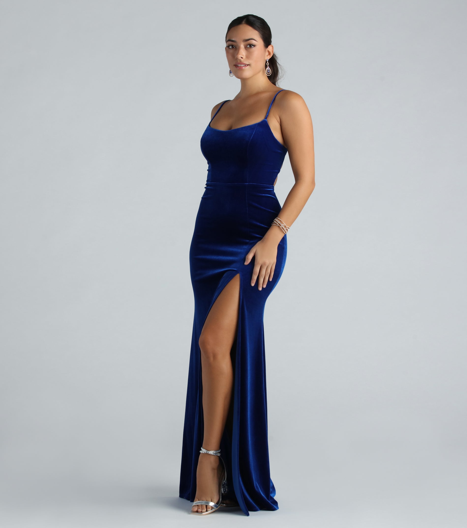 Susan Formal Velvet Lace-Up A-Line Dress - Image 3