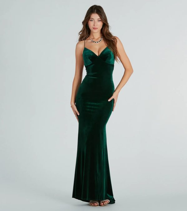 Brenda Formal Velvet Strappy Mermaid Dress - Image 2