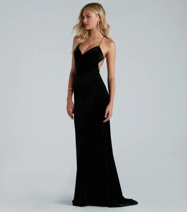 Brenda Formal Velvet Strappy Mermaid Dress - Image 7