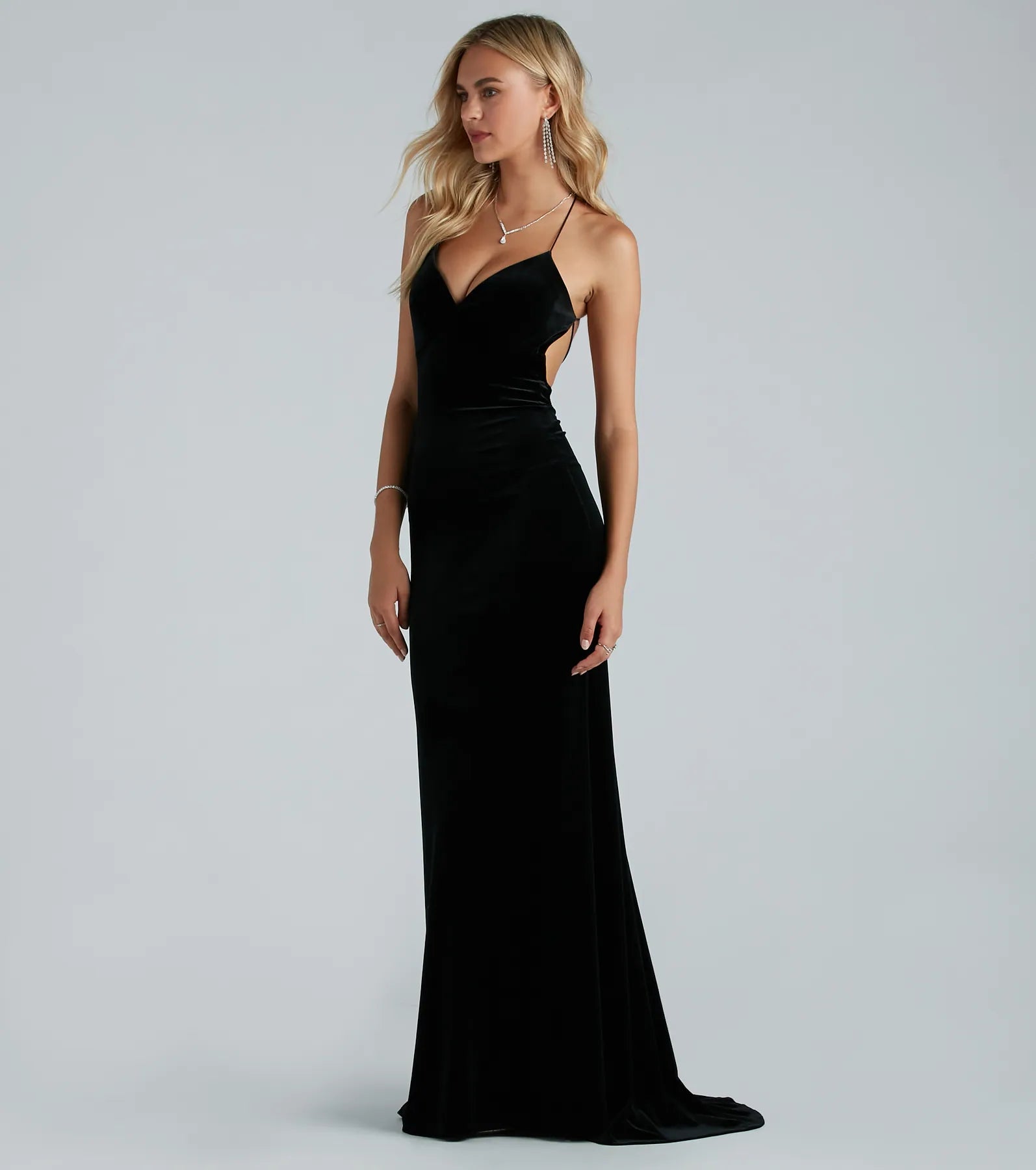 Brenda Formal Velvet Strappy Mermaid Dress - Image 7