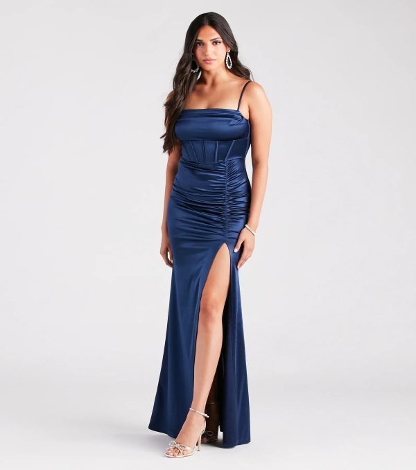Sandra Formal Satin Corset Mermaid Dress - Image 15
