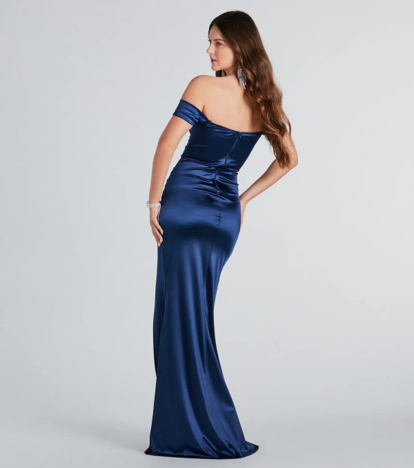 Albi Formal Satin Pleated Mermaid Long Dress - Image 6