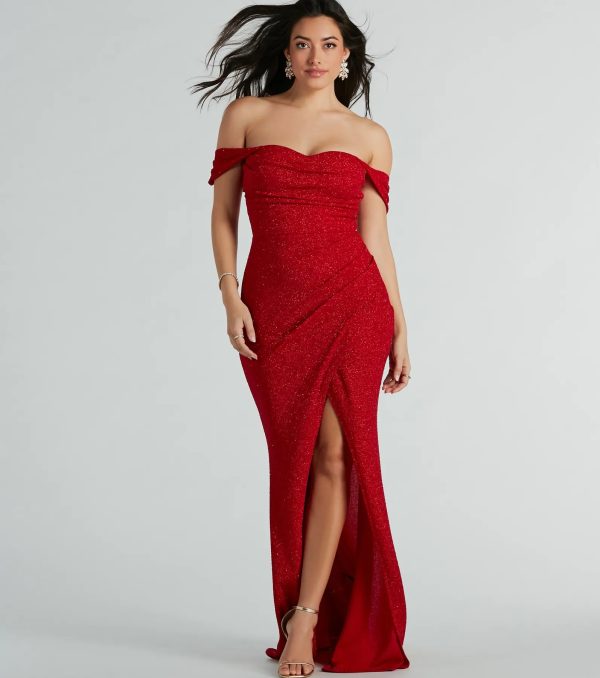 Airlie Formal Glitter Off-The-Shoulder Dress - Image 5