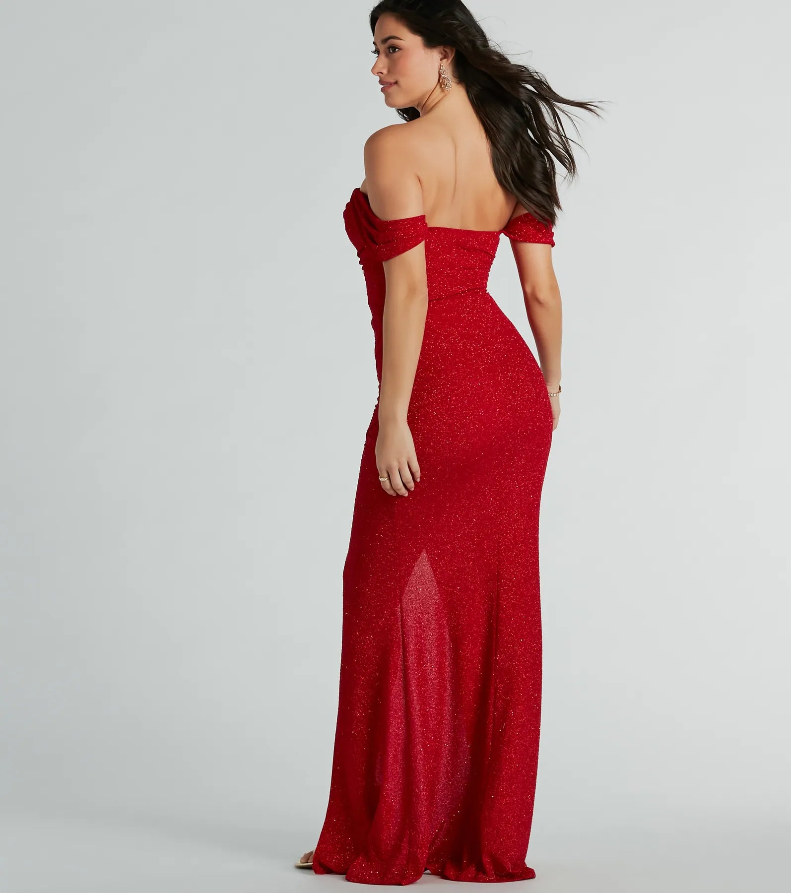 Airlie Formal Glitter Off-The-Shoulder Dress - Image 6