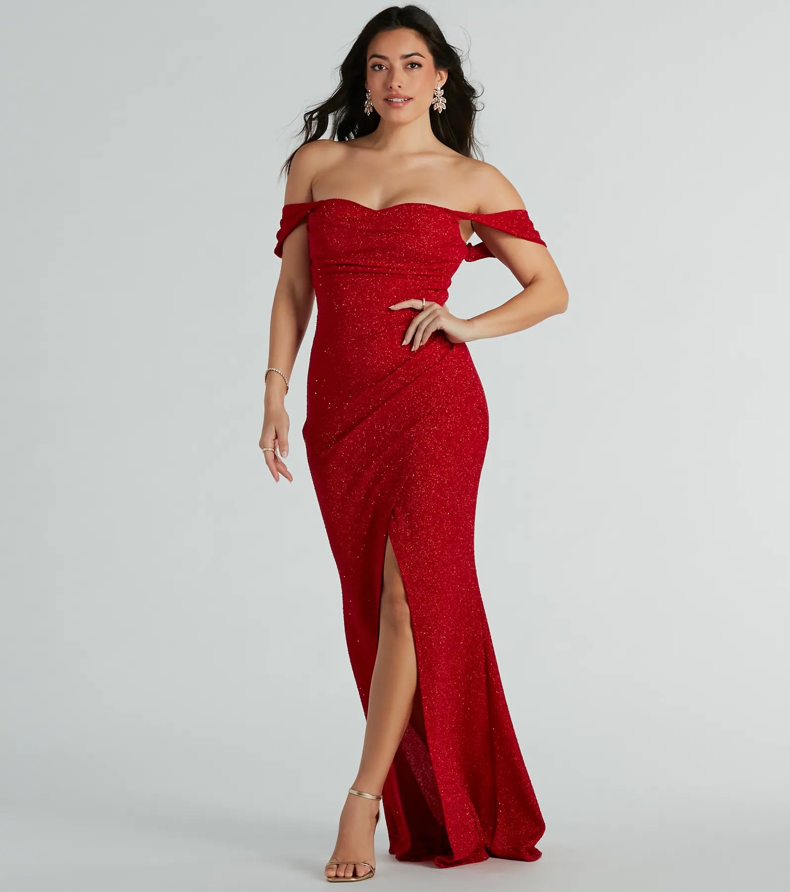 Airlie Formal Glitter Off-The-Shoulder Dress - Image 8