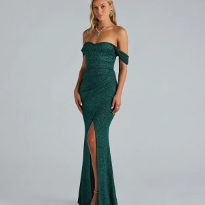 Airlie Formal Glitter Off-The-Shoulder Dress