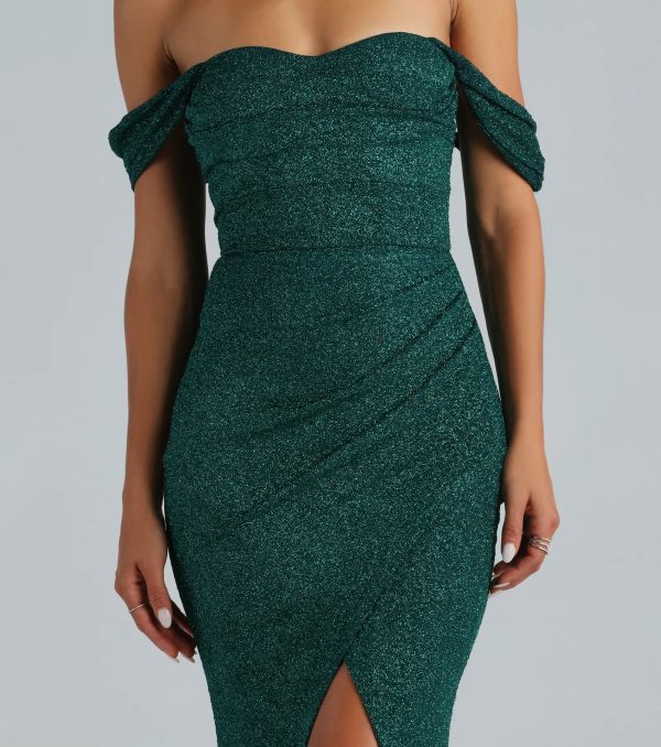 Airlie Formal Glitter Off-The-Shoulder Dress - Image 4