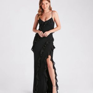 Melrose Formal Mesh Ruffle Mermaid Dress